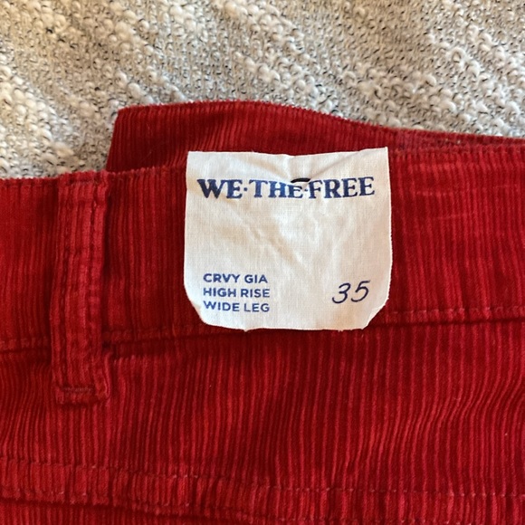 New Free People✨Crvy Gia High Rise Wide Leg Pant- Red Corduroy - Picture 7 of 7